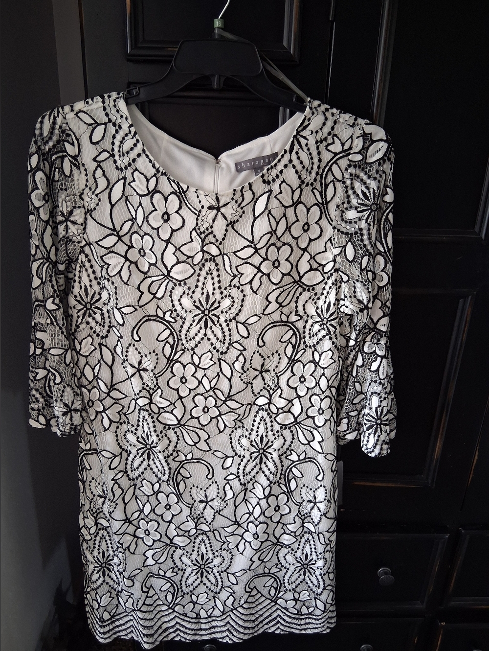 Shoshanna Black & White Floral Lace Dress